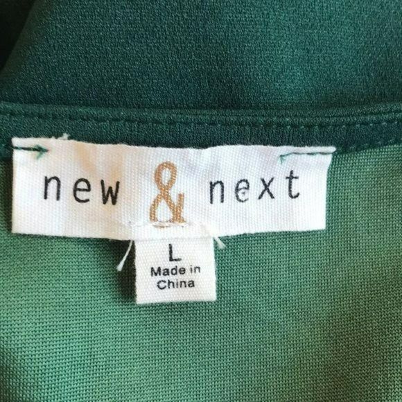 New And Next Womans Young Contemporary‎ Vneck Business Office Green Blouse Large - Picture 2 of 7